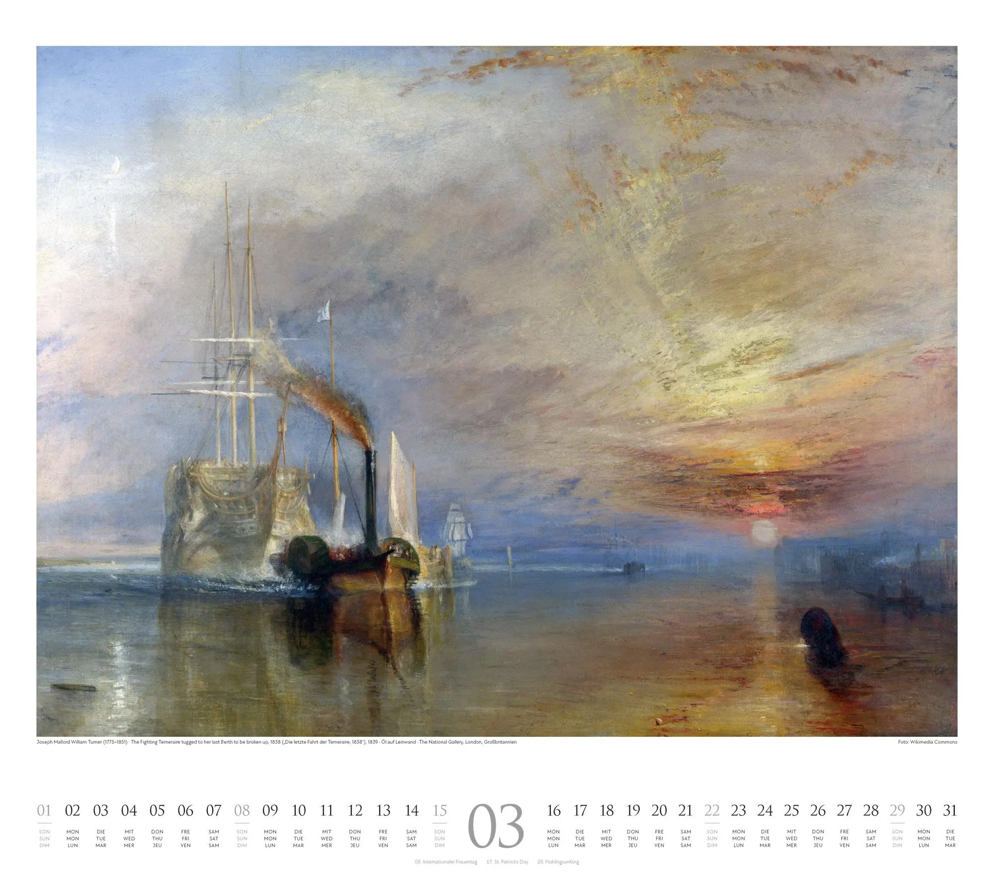 Bild: 9783838426655 | William Turner Kalender 2026 | William Turner (u. a.) | Kalender