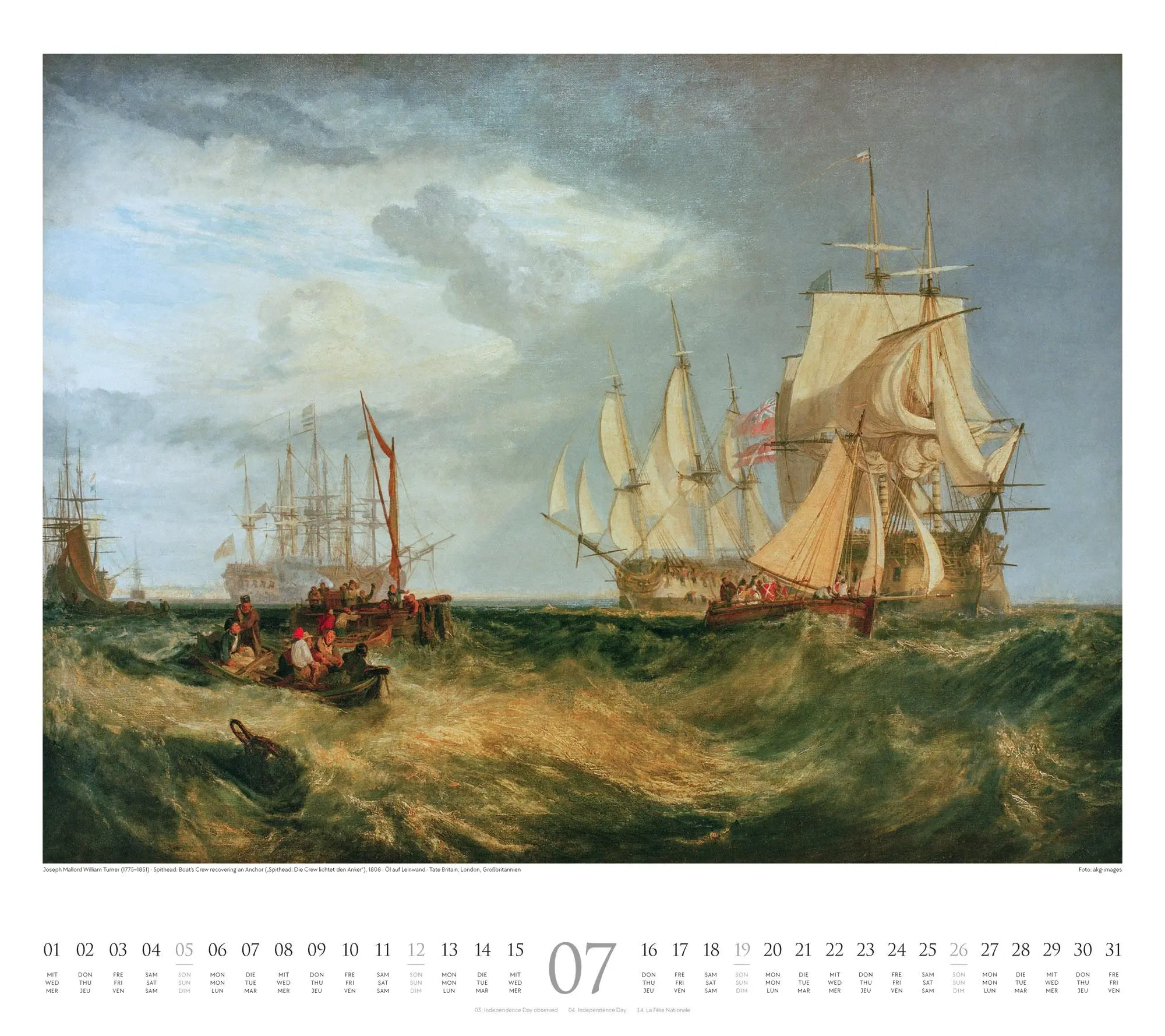Bild: 9783838426655 | William Turner Kalender 2026 | William Turner (u. a.) | Kalender