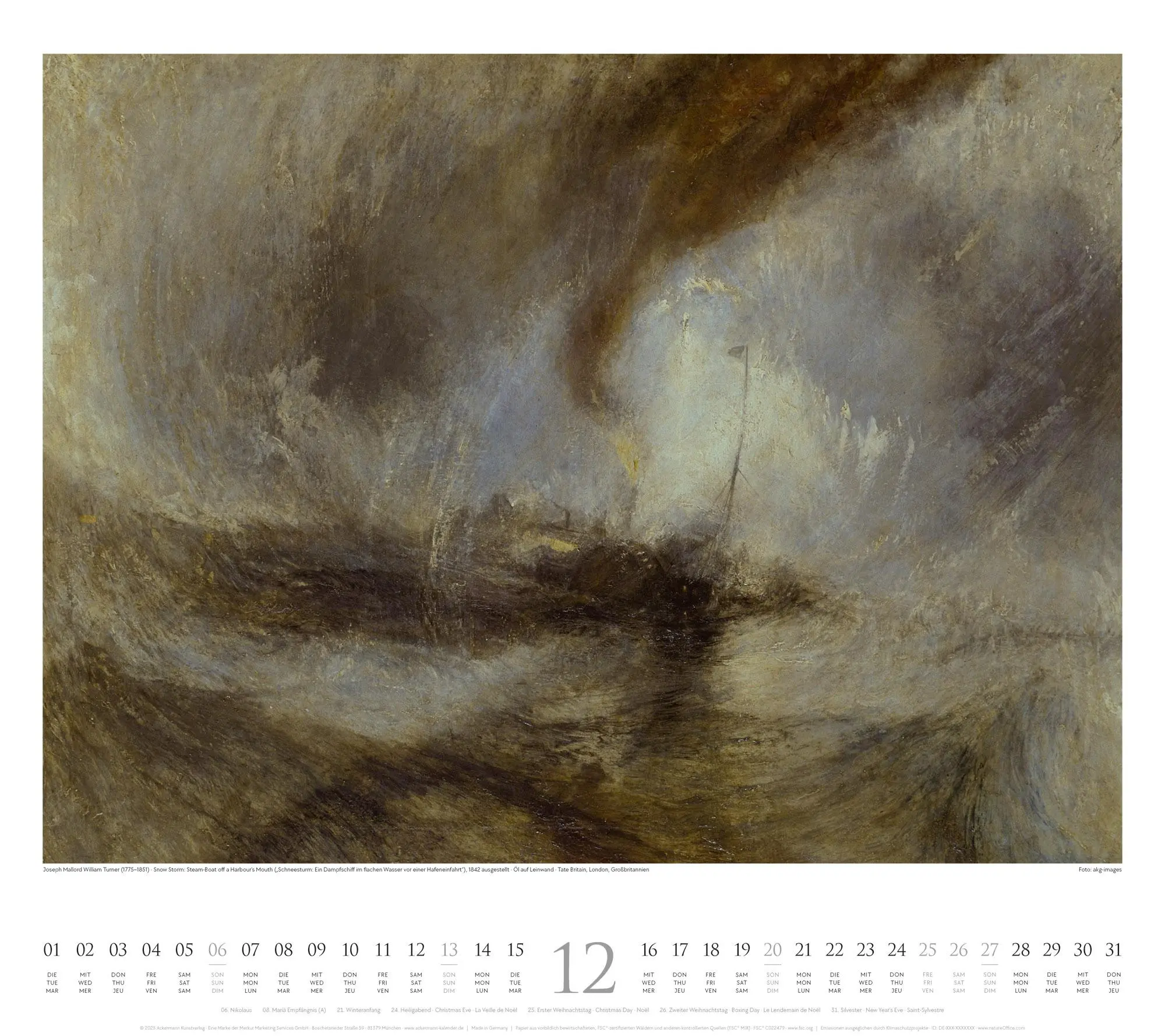 Bild: 9783838426655 | William Turner Kalender 2026 | William Turner (u. a.) | Kalender