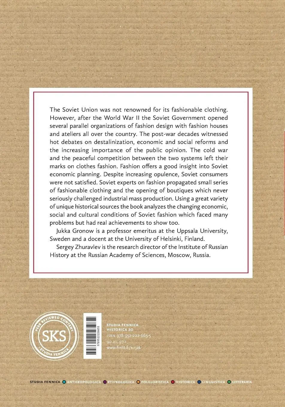 Rückseite: 9789522226655 | Fashion Meets Socialism | Gronow Jukka (u. a.) | Taschenbuch | 308 S.