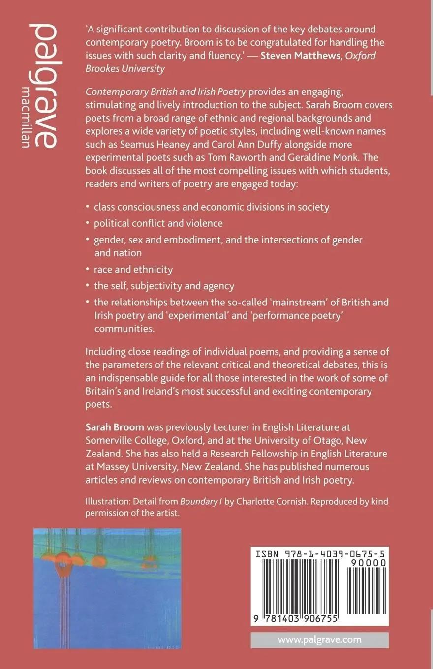 Rückseite: 9781403906755 | Contemporary British and Irish Poetry | An Introduction | Sarah Broom