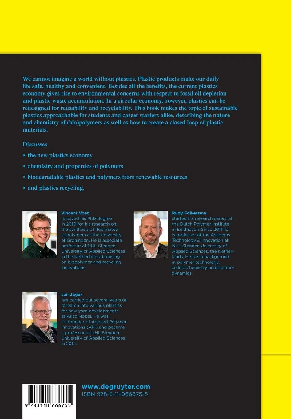 Rückseite: 9783110666755 | Plastics in the Circular Economy | Vincent Voet (u. a.) | Taschenbuch