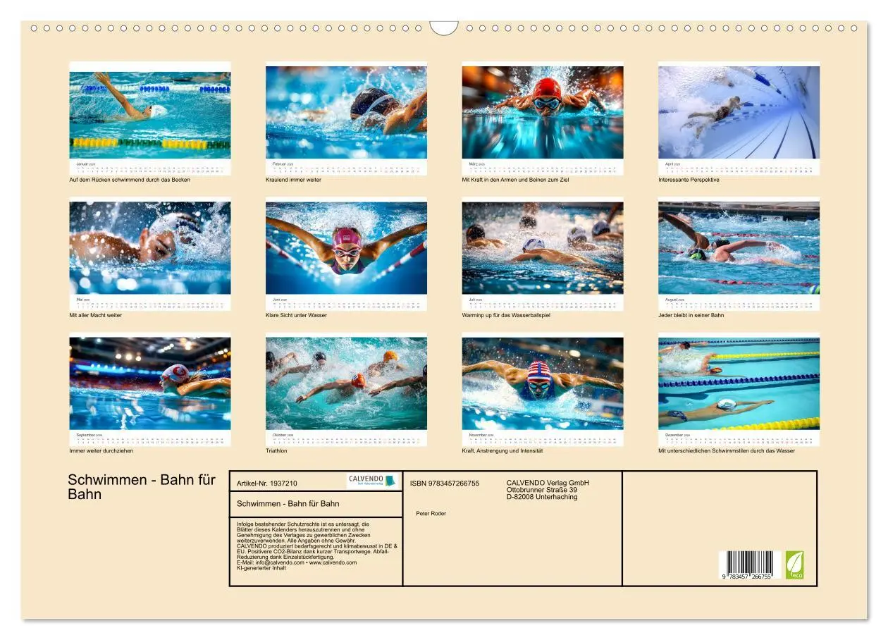 Bild: 9783457266755 | Schwimmen - Bahn für Bahn (Wandkalender 2026 DIN A2 quer), CALVENDO...
