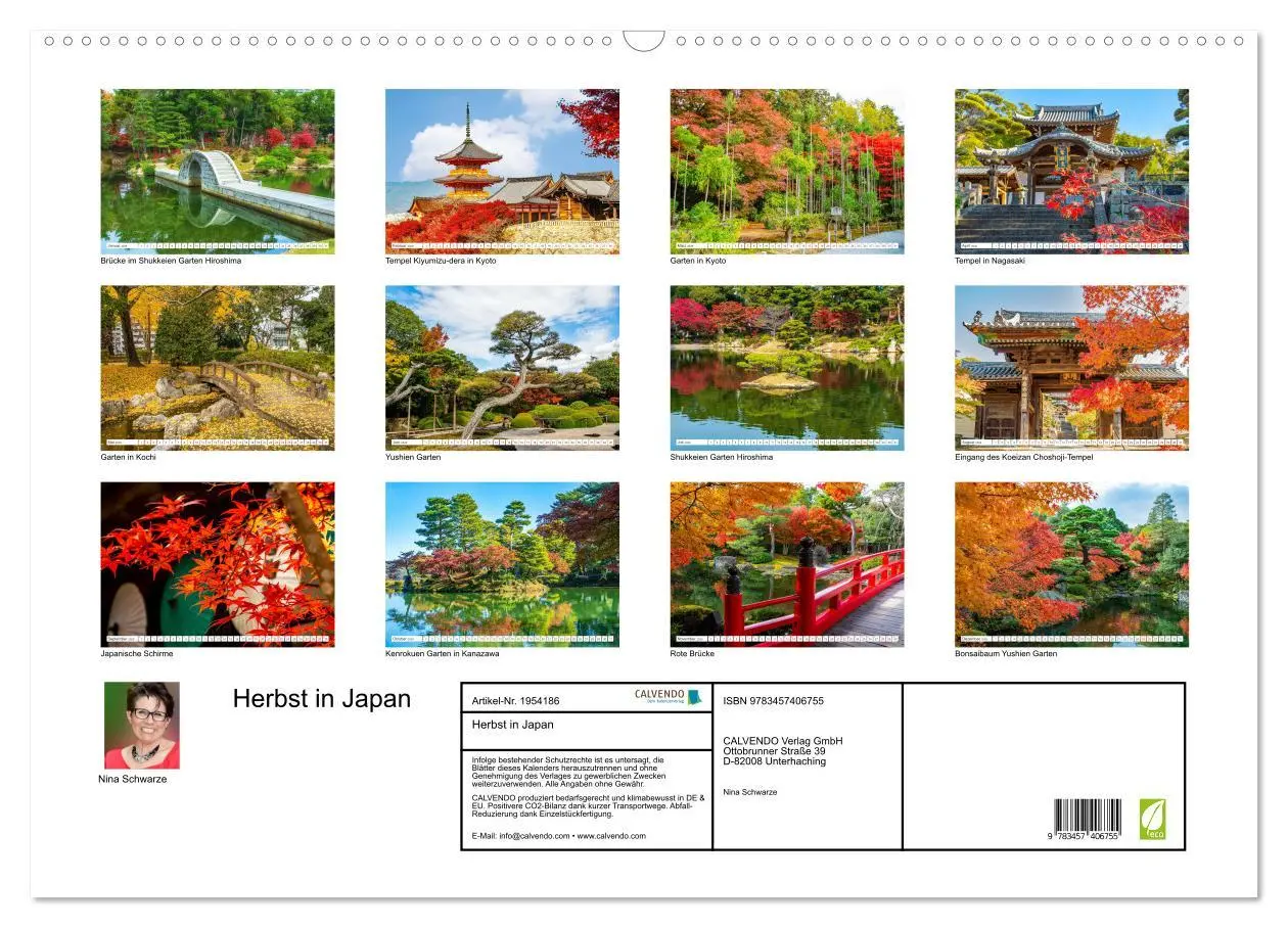 Bild: 9783457406755 | Herbst in Japan (Wandkalender 2026 DIN A2 quer), CALVENDO...