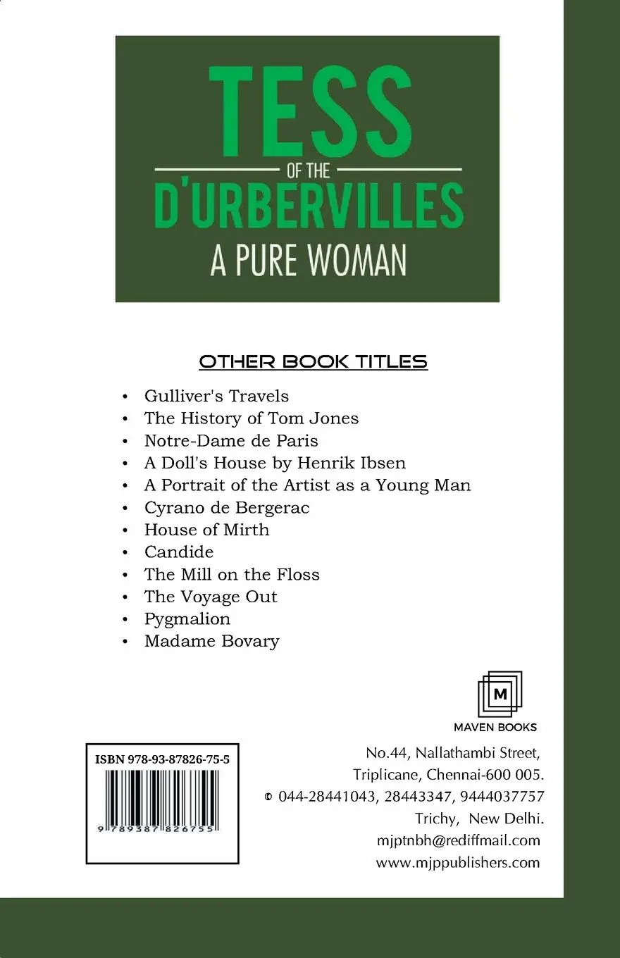 Rückseite: 9789387826755 | Tess of the D'urbervilles A Pure Woman | Thomas Hardy | Taschenbuch