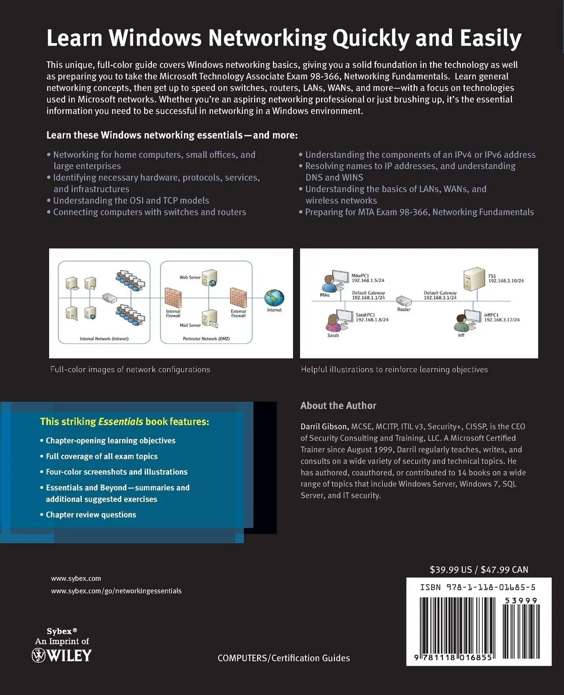 Rückseite: 9781118016855 | Microsoft Windows Networking Essentials | Darril Gibson | Taschenbuch