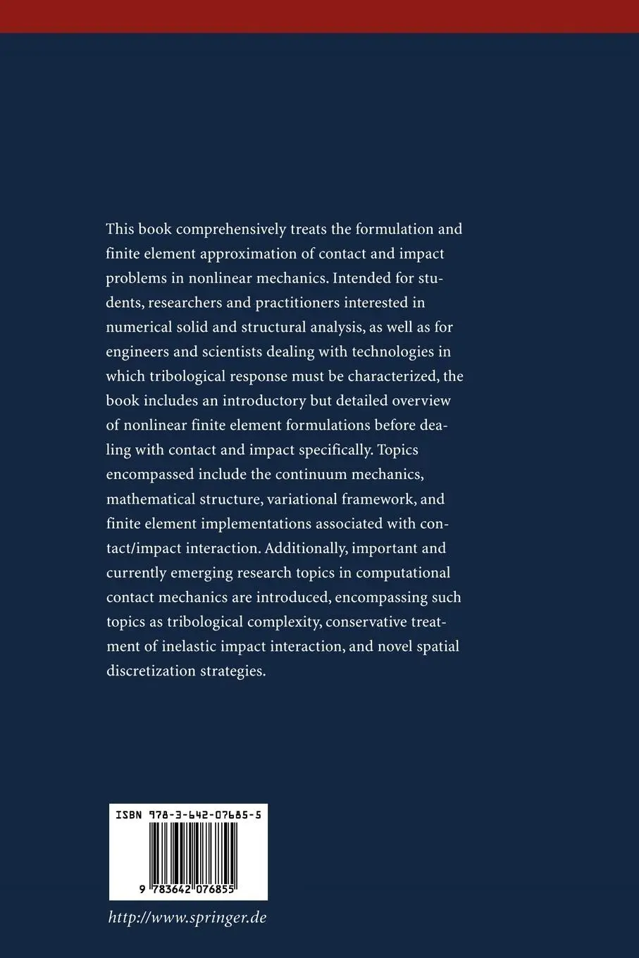 Rückseite: 9783642076855 | Computational Contact and Impact Mechanics | Tod A. Laursen | Buch