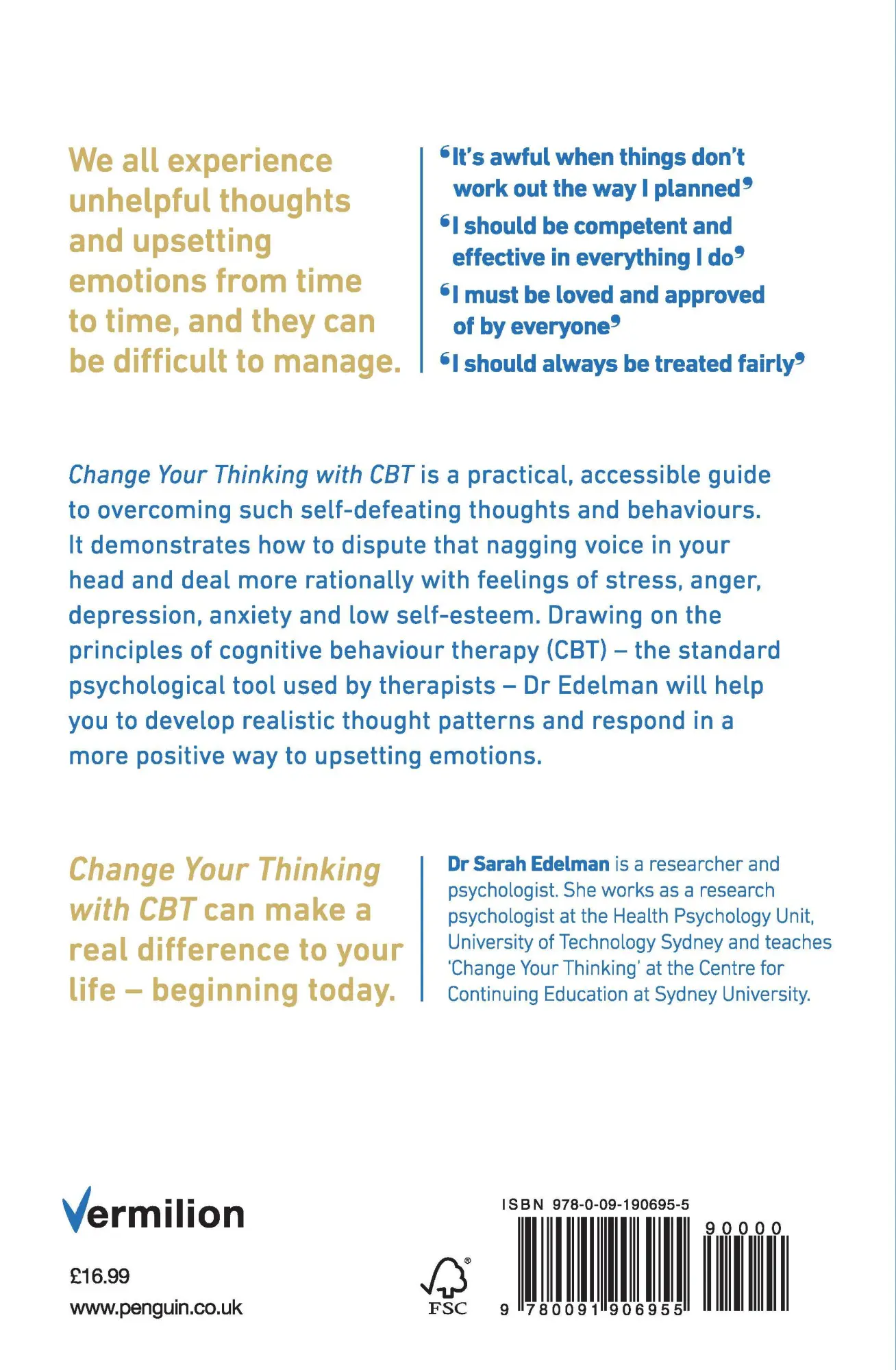 Rückseite: 9780091906955 | Change Your Thinking with CBT | Sarah Edelman | Taschenbuch | Englisch