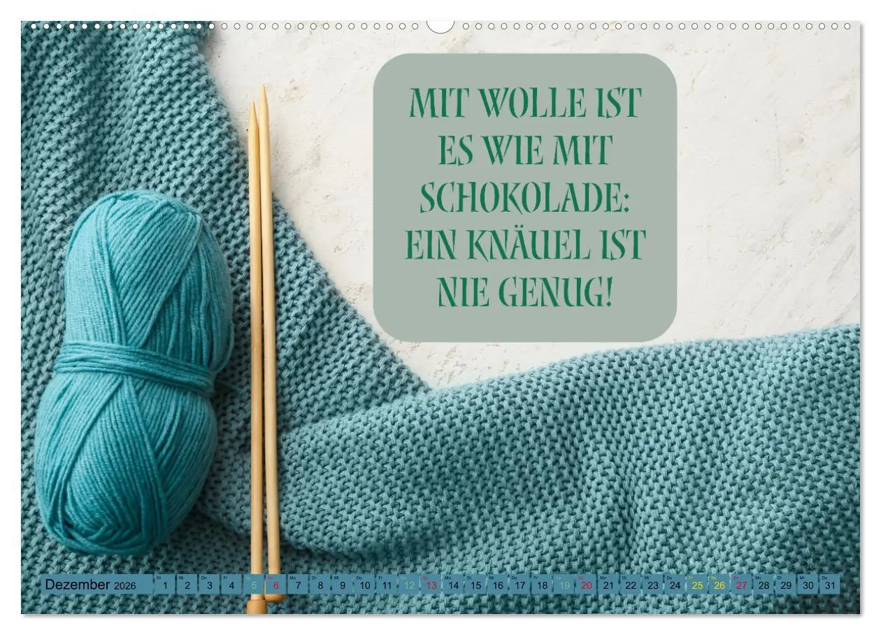Bild: 9783457556955 | WOLLE Stricken ist eine Passion (Wandkalender 2026 DIN A2 quer),...
