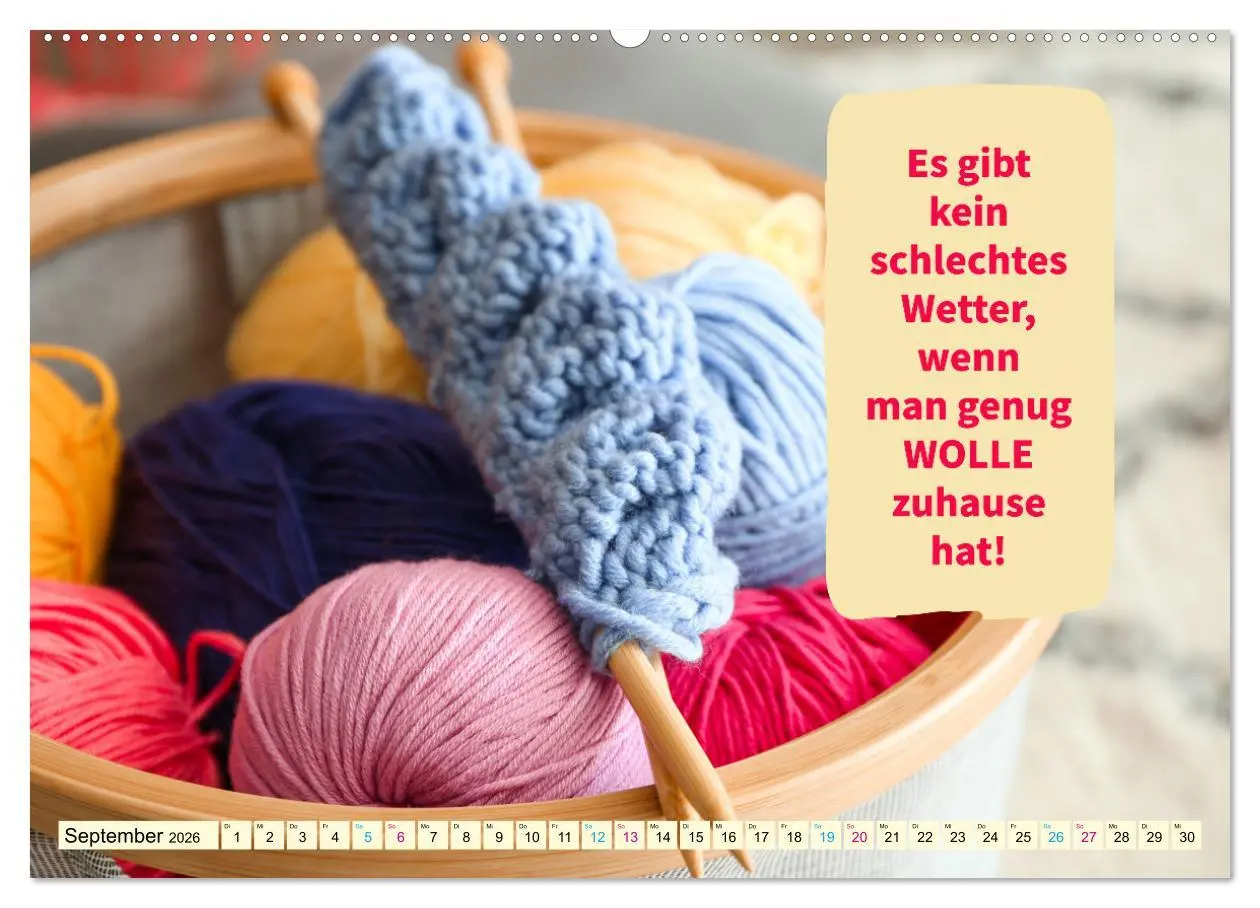 Bild: 9783457556955 | WOLLE Stricken ist eine Passion (Wandkalender 2026 DIN A2 quer),...