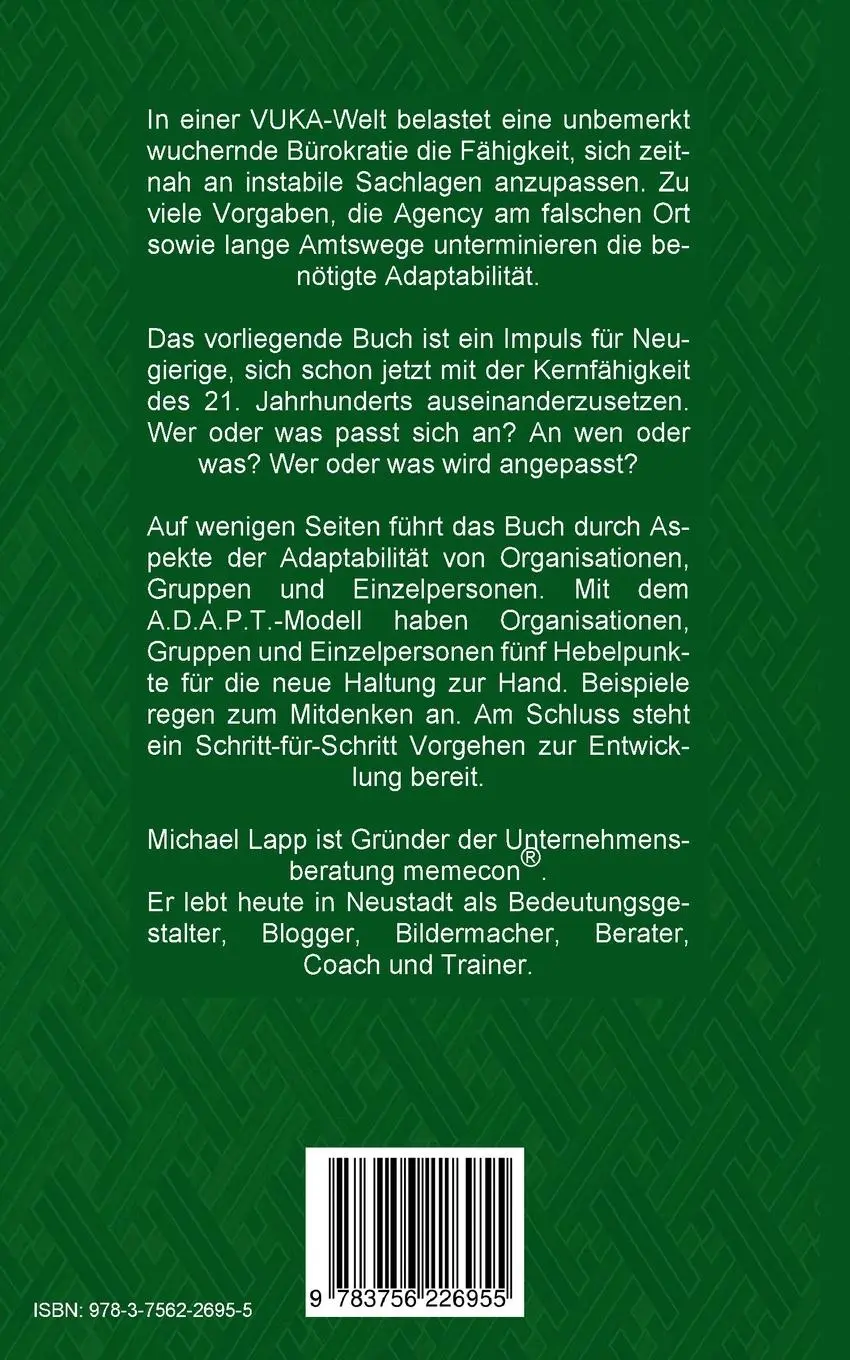 Rückseite: 9783756226955 | Adaptabilität | Auf der Suche nach Anpassungsfähigkeit | Michael Lapp