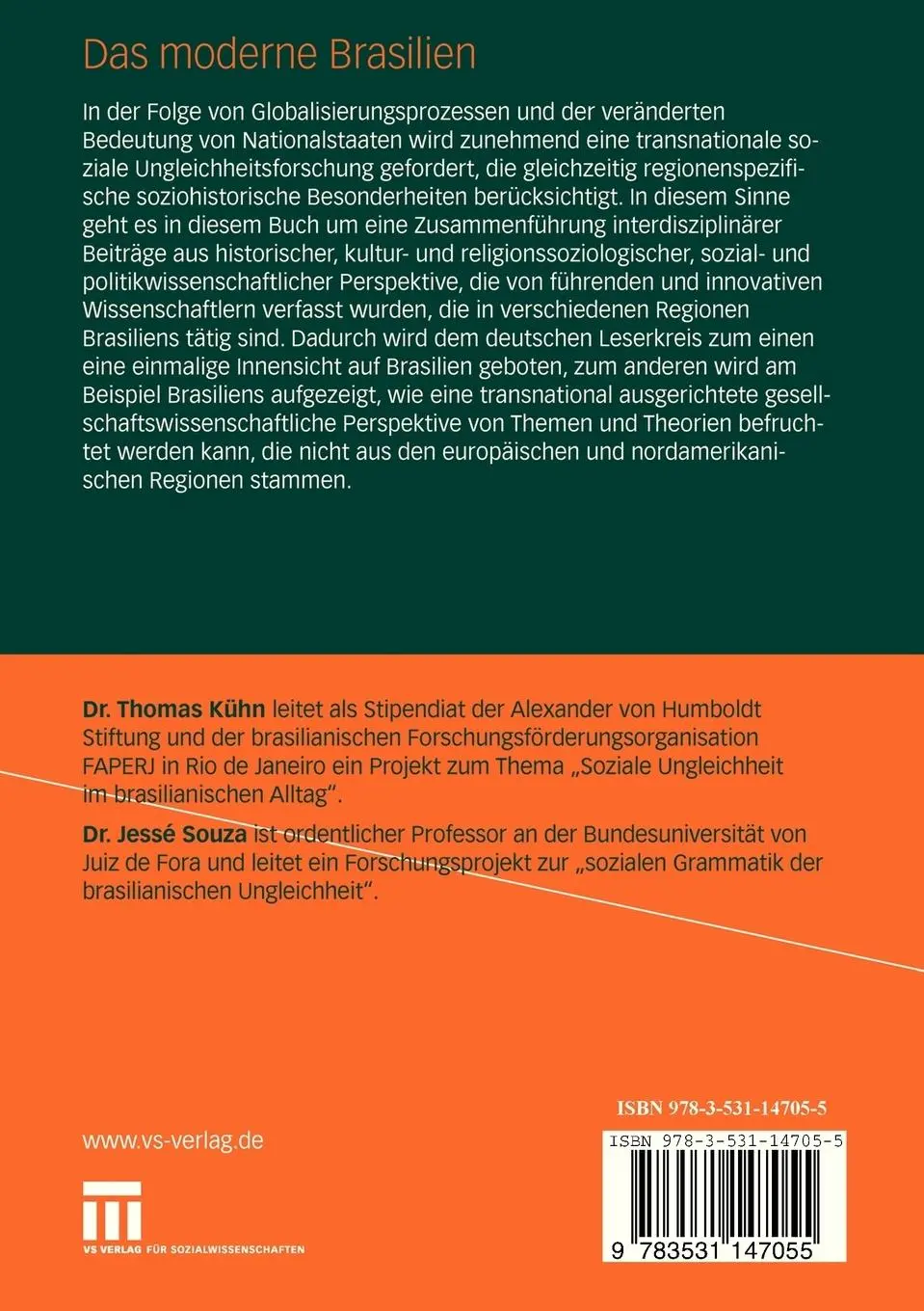 Rückseite: 9783531147055 | Das moderne Brasilien | Jessé Souza (u. a.) | Taschenbuch | 367 S.