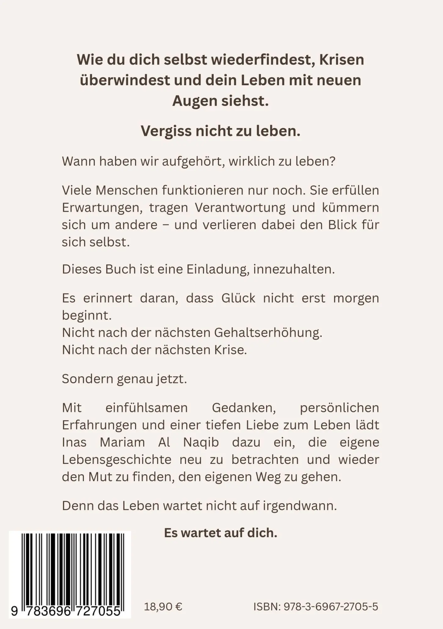 Rückseite: 9783696727055 | Vergiss nicht zu leben | Inas Mariam Al Naqib | Taschenbuch | 200 S.