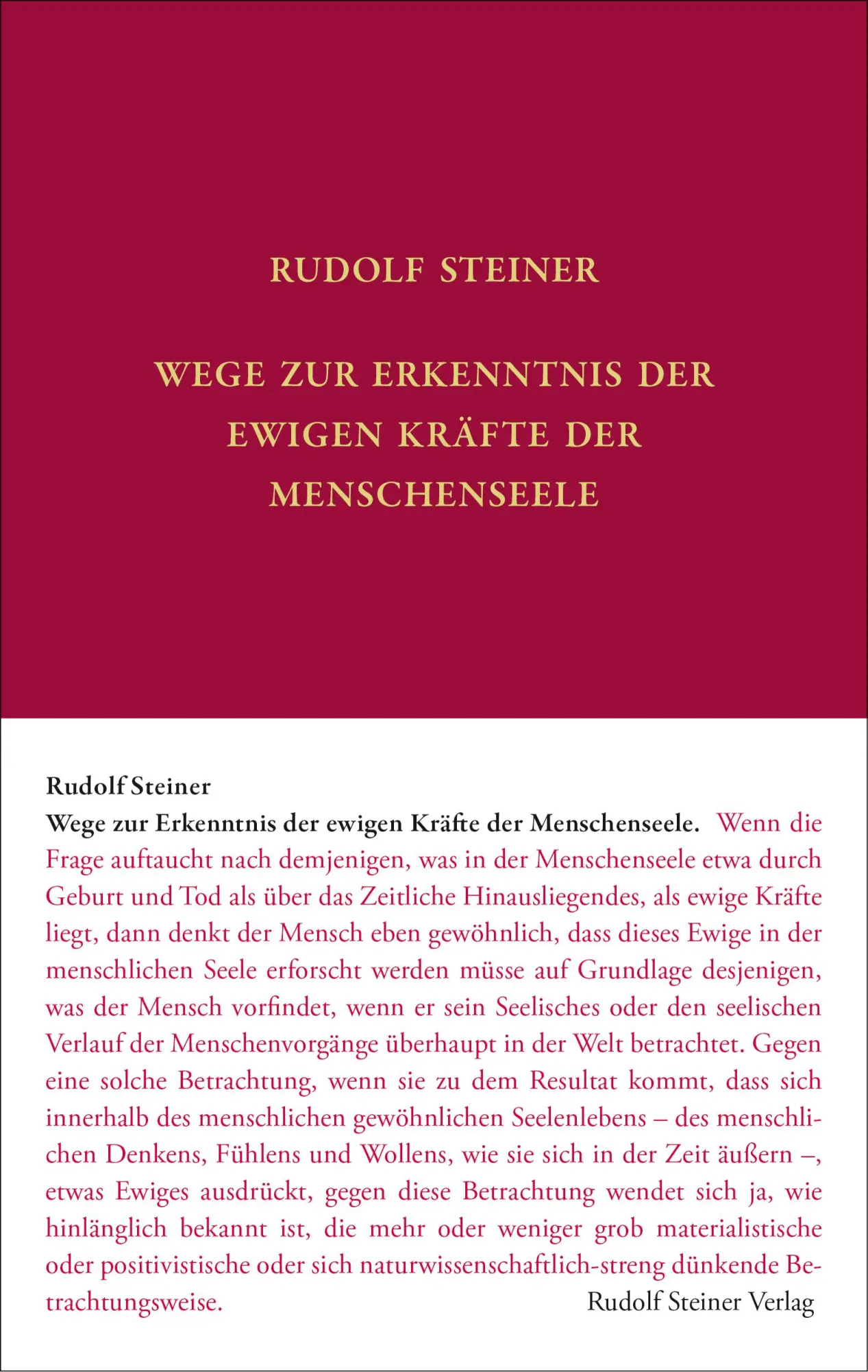Cover: 9783727407055 | Wege zur Erkenntnis der ewigen Kräfte der Menschenseele | Steiner