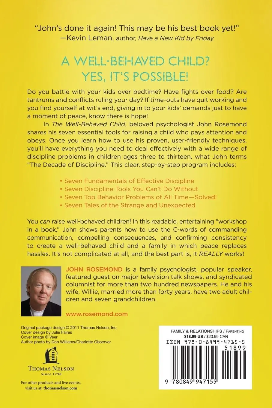 Rückseite: 9780849947155 | The Well-Behaved Child | Discipline That Really Works! | John Rosemond