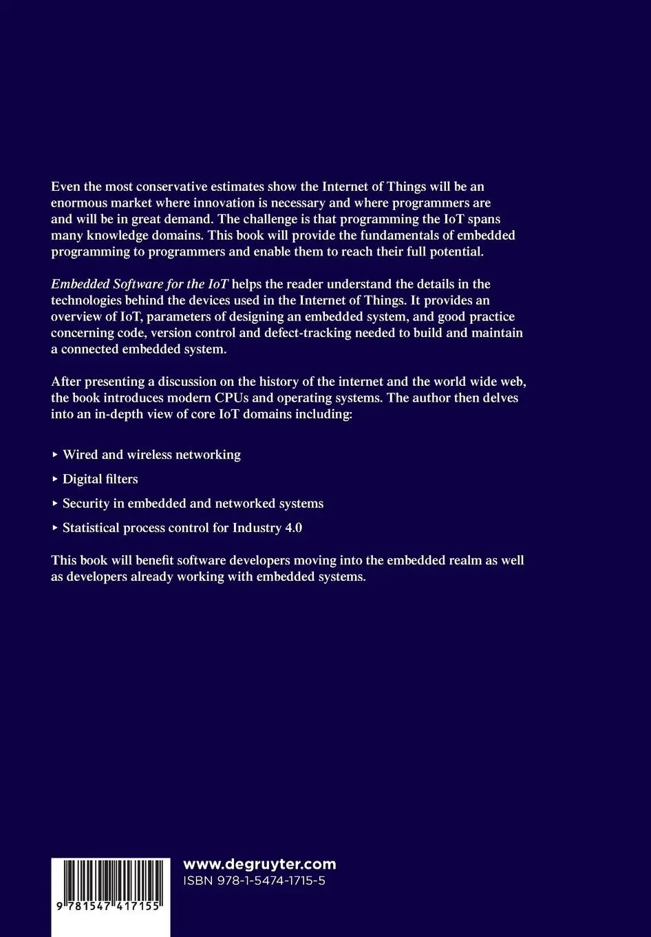 Rückseite: 9781547417155 | Embedded Software for the IoT | Klaus Elk | Taschenbuch | XIV | 2018