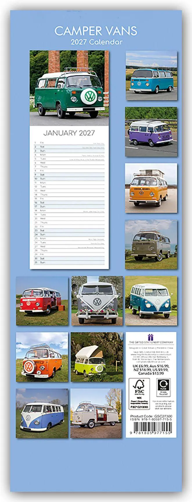 Rückseite: 9781805977155 | Camper - Camper Vans - Slimline-Kalender 2027 | Ltd | Kalender | 28 S.