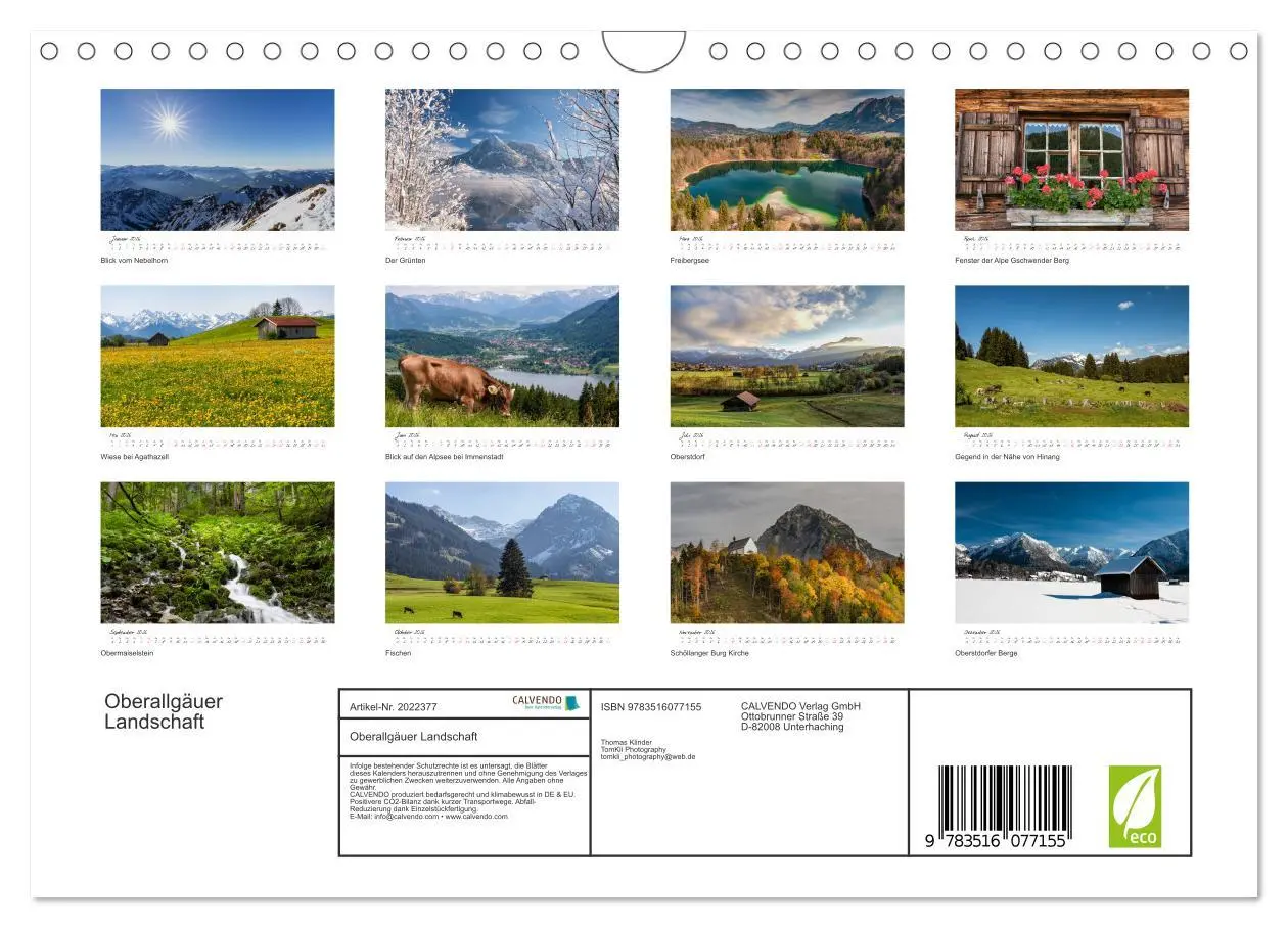 Bild: 9783516077155 | Oberallgäuer Landschaft (Wandkalender 2026 DIN A4 quer), CALVENDO...