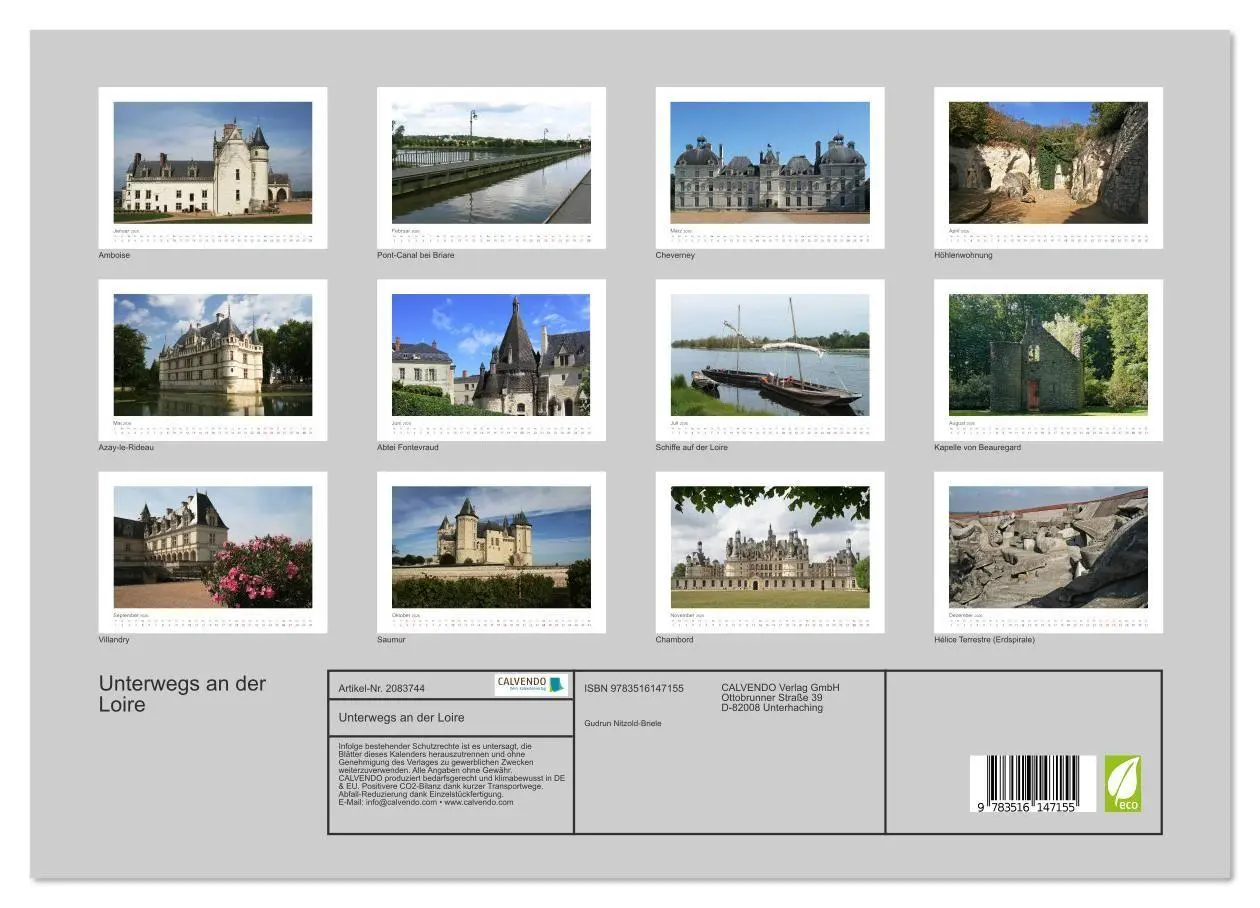 Bild: 9783516147155 | Unterwegs an der Loire (Wandkalender 2026 DIN A3 quer), CALVENDO...