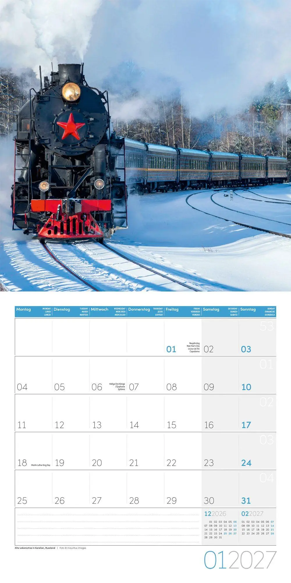 Bild: 9783838447155 | Lokomotiven Kalender 2027 - 30x30 - Art12 | Ackermann Kunstverlag GmbH