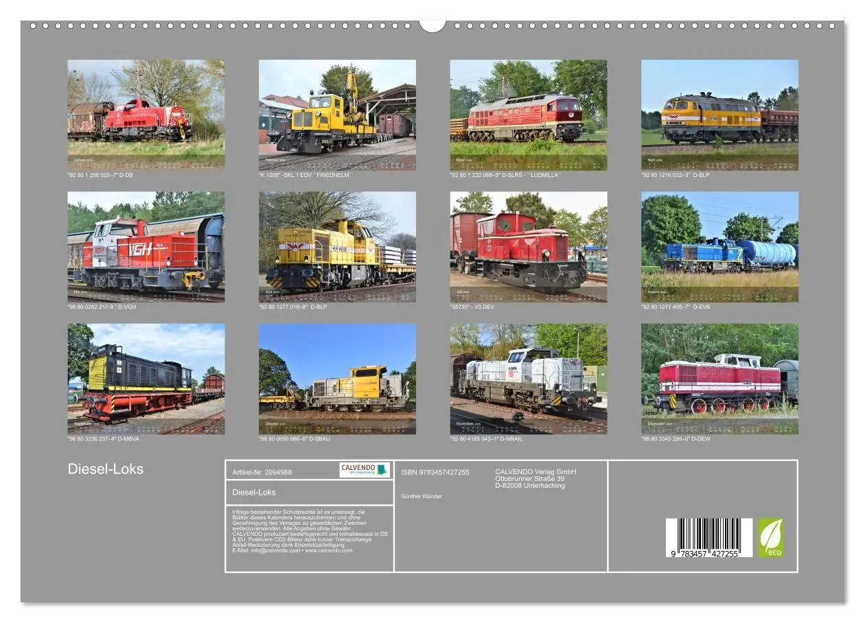 Bild: 9783457427255 | Diesel-Loks (hochwertiger Premium Wandkalender 2026 DIN A2 quer),...