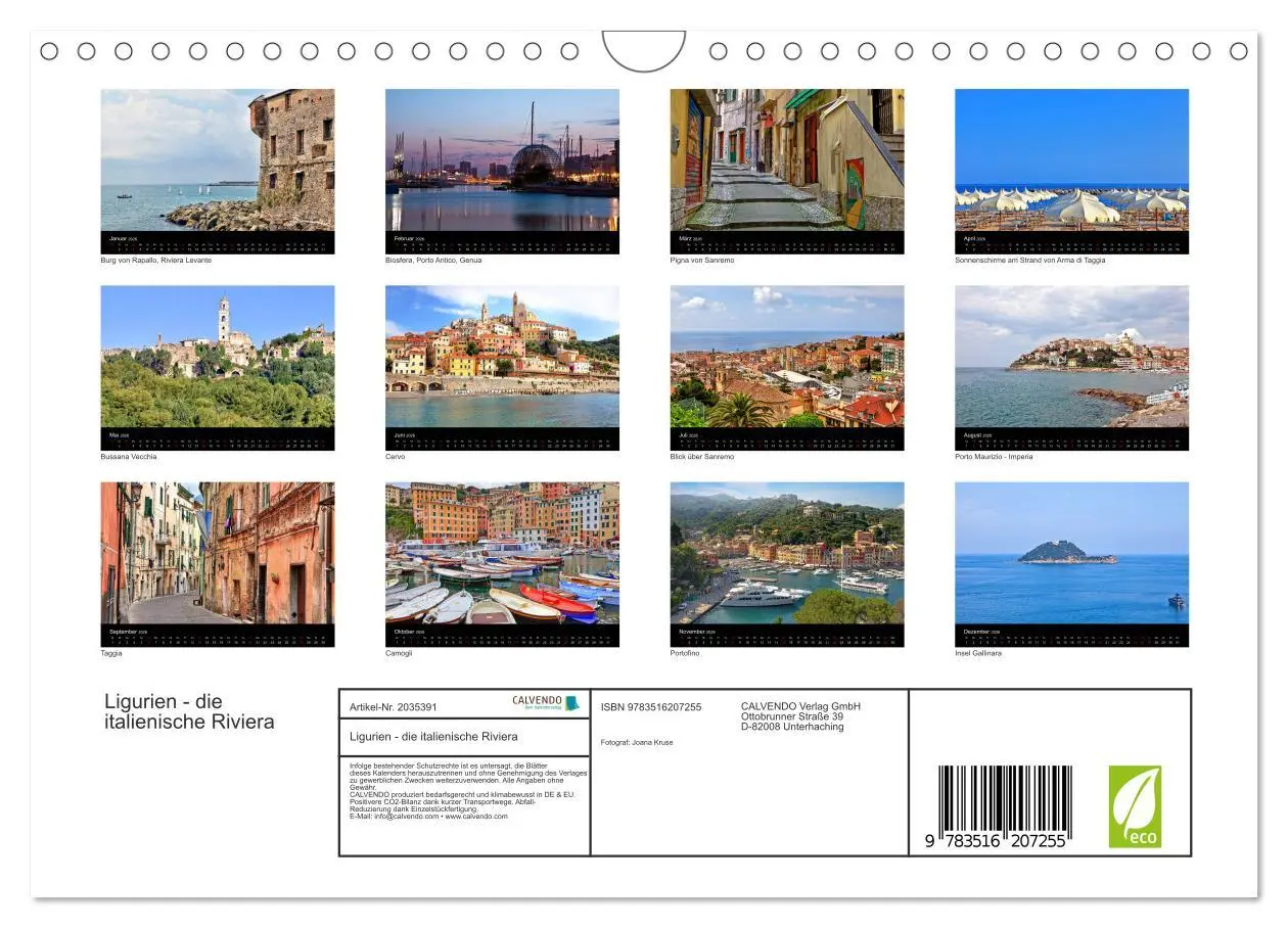 Bild: 9783516207255 | Ligurien - die italienische Riviera (Wandkalender 2026 DIN A4...