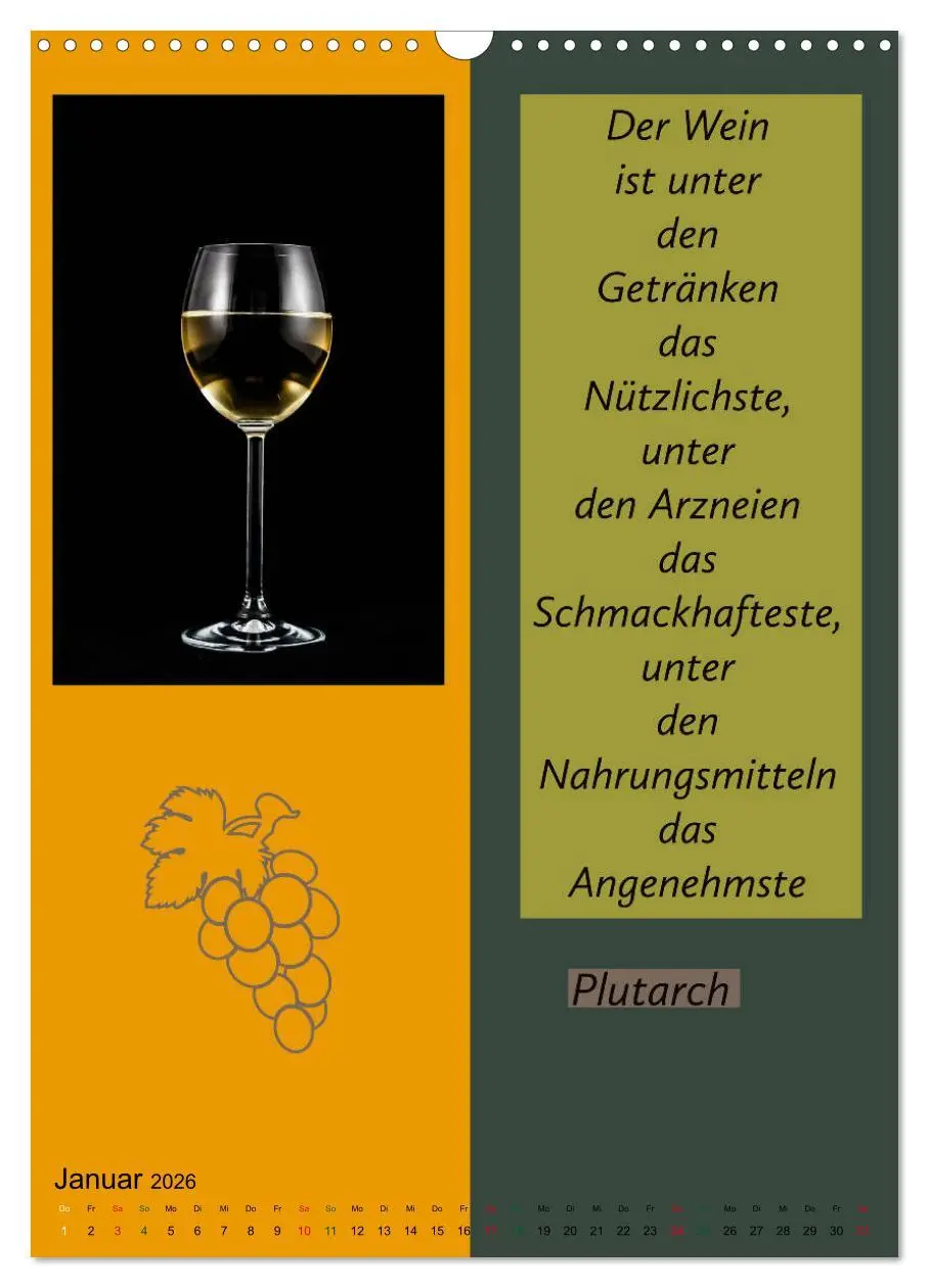 Bild: 9783516377255 | WEIN Weisheiten und Sprichworte (Wandkalender 2026 DIN A3 hoch),...