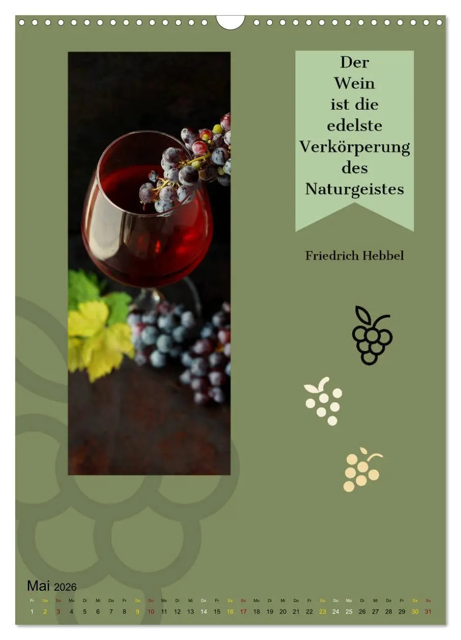 Bild: 9783516377255 | WEIN Weisheiten und Sprichworte (Wandkalender 2026 DIN A3 hoch),...