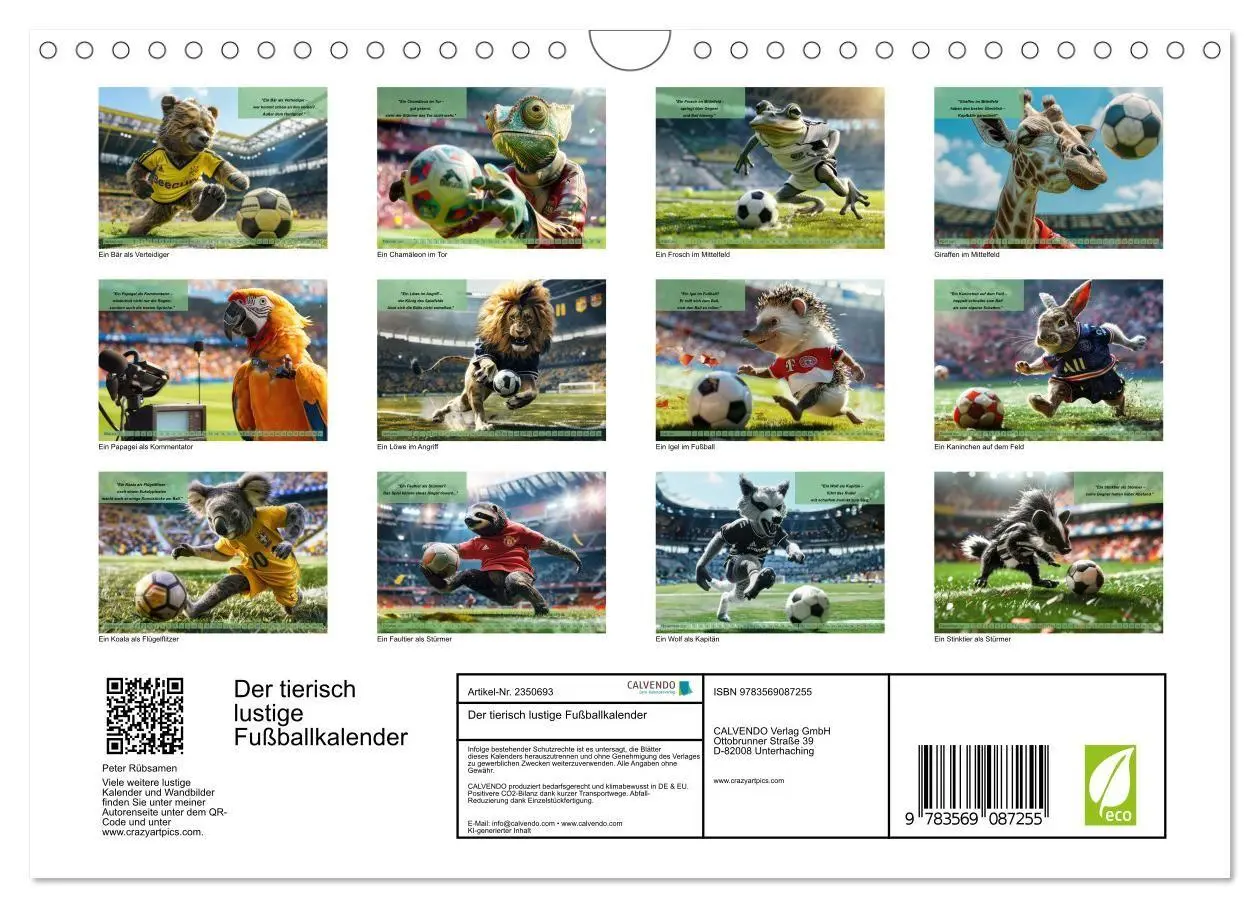 Bild: 9783569087255 | Der tierisch lustige Fußballkalender (Wandkalender 2027 DIN A4...