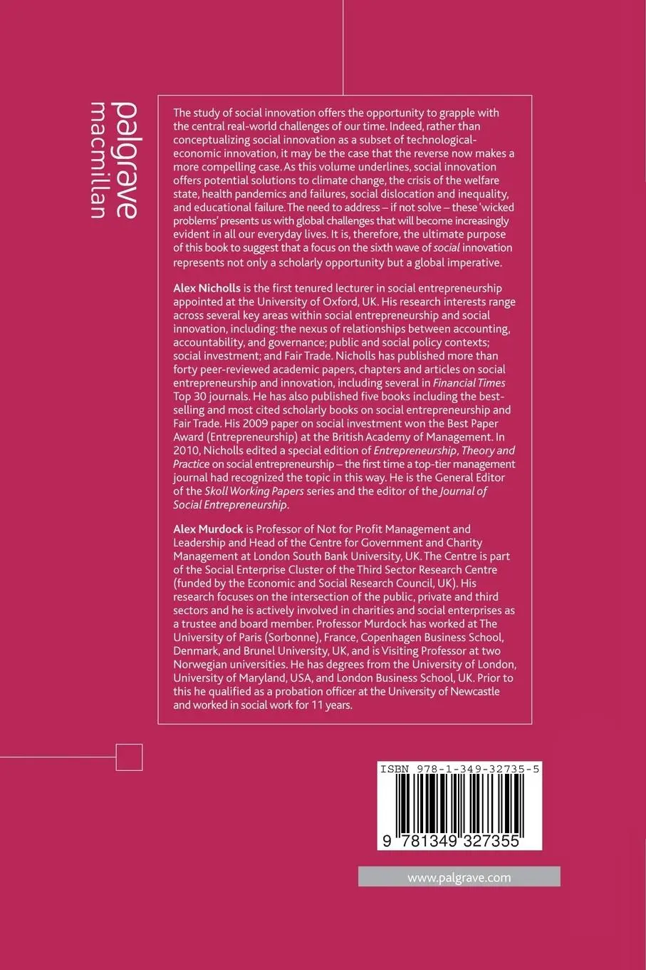 Rückseite: 9781349327355 | Social Innovation | Blurring Boundaries to Reconfigure Markets | Buch