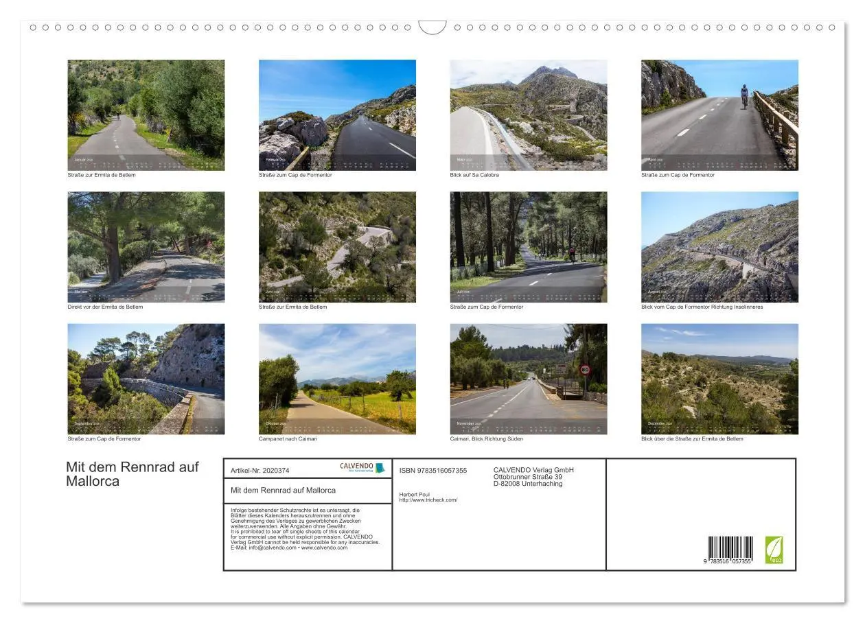 Bild: 9783516057355 | Mit dem Rennrad auf Mallorca (Wandkalender 2026 DIN A2 quer),...