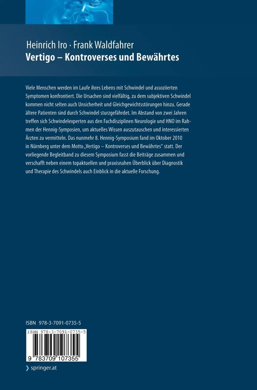 Rückseite: 9783709107355 | Vertigo - Kontroverses und Bewährtes | 8. Hennig Symposium | Buch