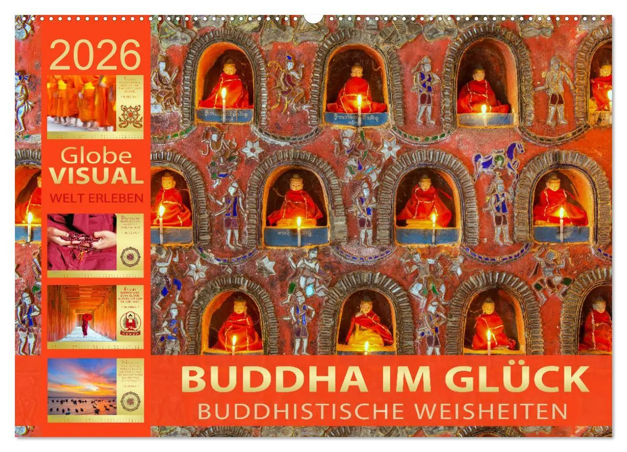 Cover: 9783457647455 | BUDDHA IM GLÜCK - Buddhistische Weisheiten (Wandkalender 2026 DIN...