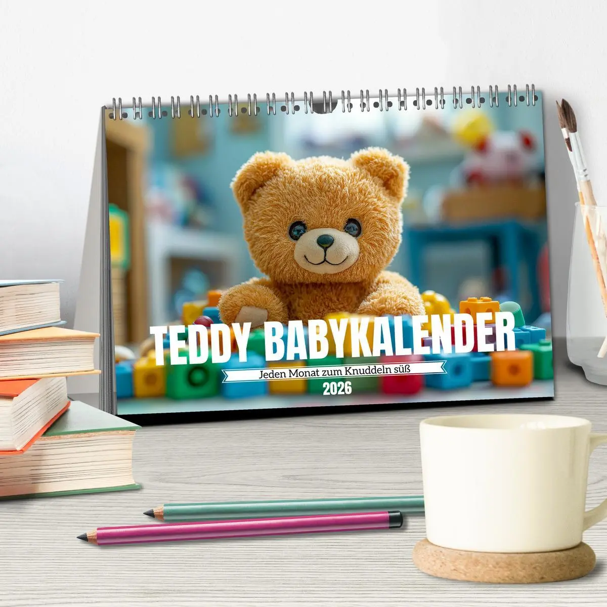 Bild: 9783457327555 | Teddy Babykalender - Jeden Monat zum Knuddeln süß (Tischkalender...