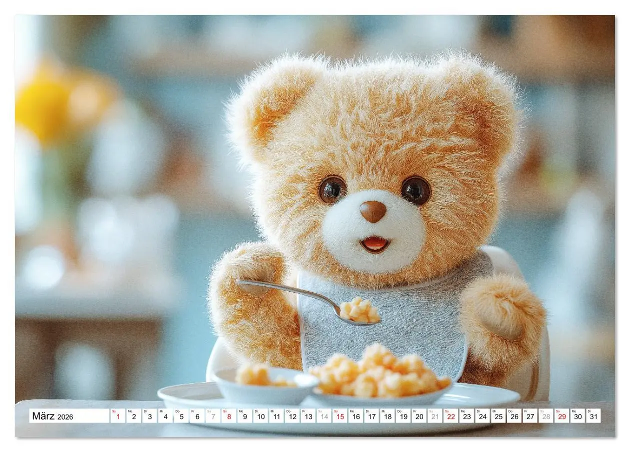 Bild: 9783457327555 | Teddy Babykalender - Jeden Monat zum Knuddeln süß (Tischkalender...