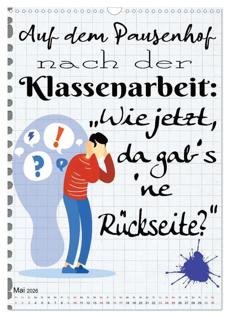 Bild: 9783516347555 | Schüler-Sprüche (Wandkalender 2026 DIN A3 hoch), CALVENDO...