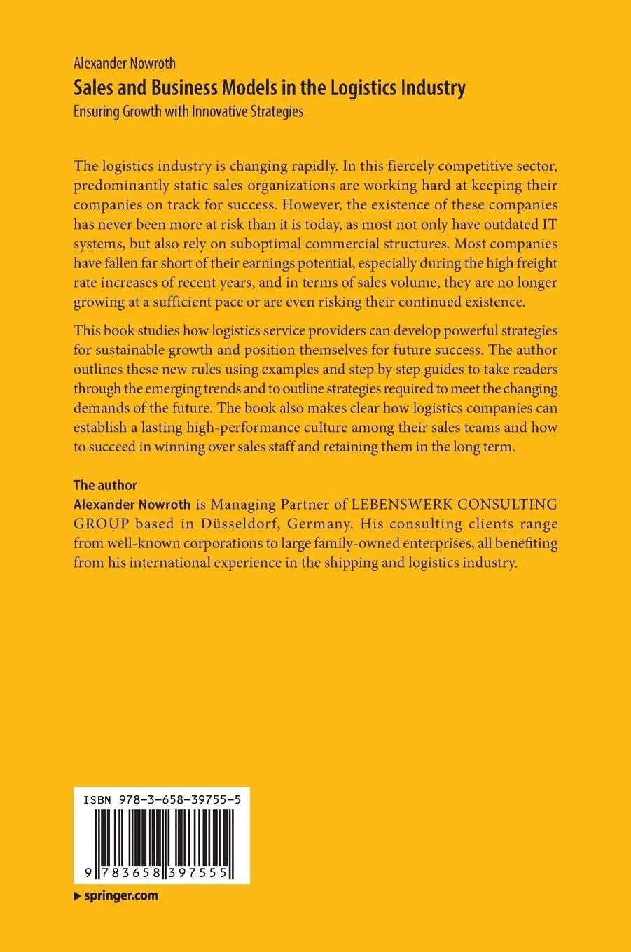 Rückseite: 9783658397555 | Sales and Business Models in the Logistics Industry | Nowroth | Buch