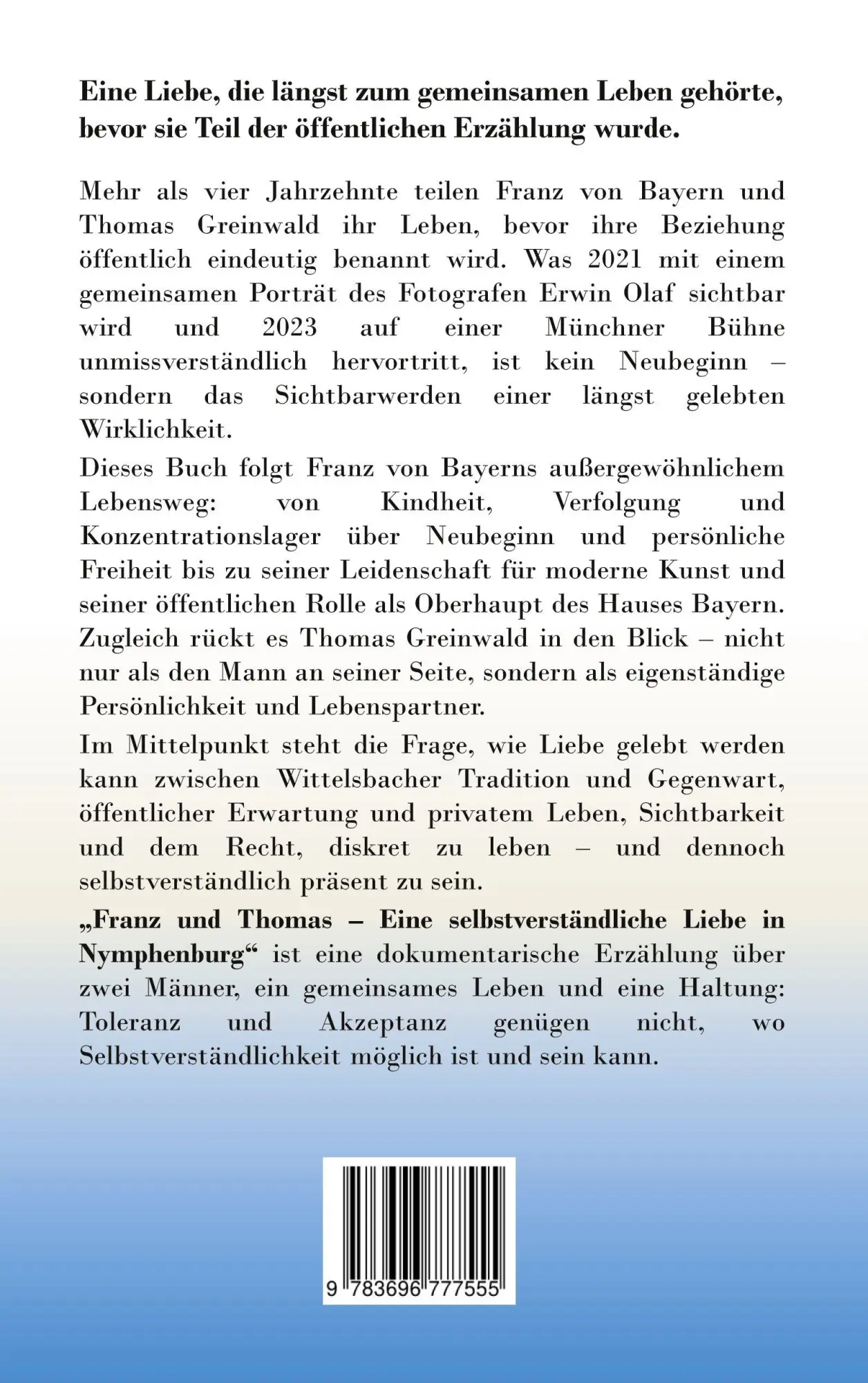 Rückseite: 9783696777555 | Franz und Thomas: Eine selbstverständliche Liebe in Nymphenburg | Buch