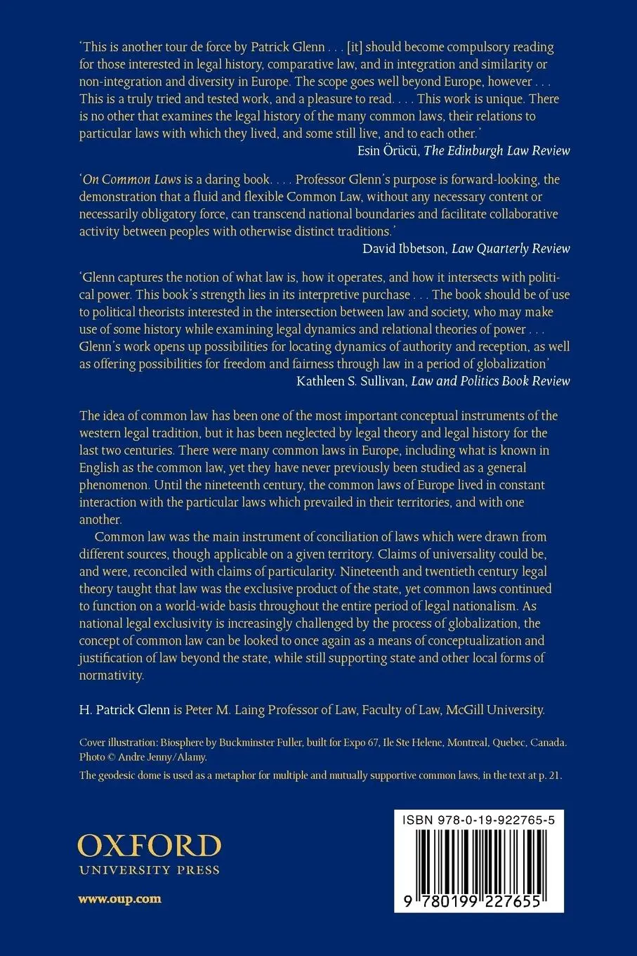 Rückseite: 9780199227655 | On Common Laws | H. Patrick Glenn | Taschenbuch | Englisch | 2007