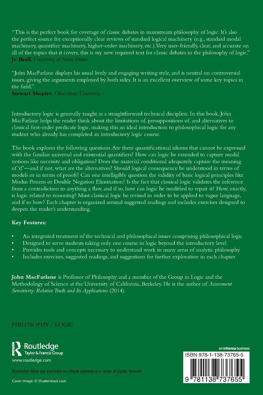 Rückseite: 9781138737655 | Philosophical Logic | A Contemporary Introduction | John Macfarlane
