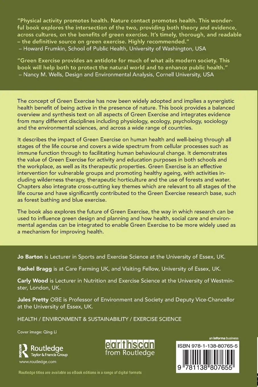 Rückseite: 9781138807655 | Green Exercise | Linking Nature, Health and Well-being | Taschenbuch