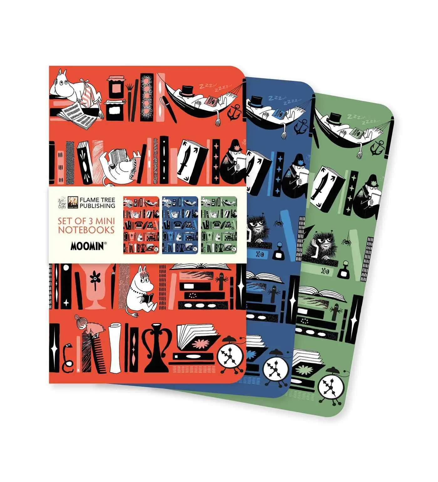 Cover: 9781835627655 | Moomin Bookshelves Set of 3 Mini Notebooks | Flame Tree Publishing