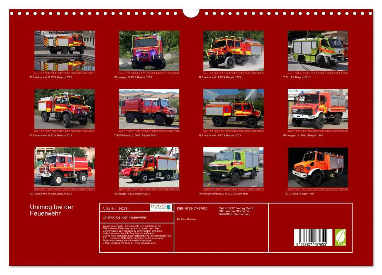 Bild: 9783457487655 | Unimog bei der Feuerwehr (Wandkalender 2026 DIN A3 quer), CALVENDO...