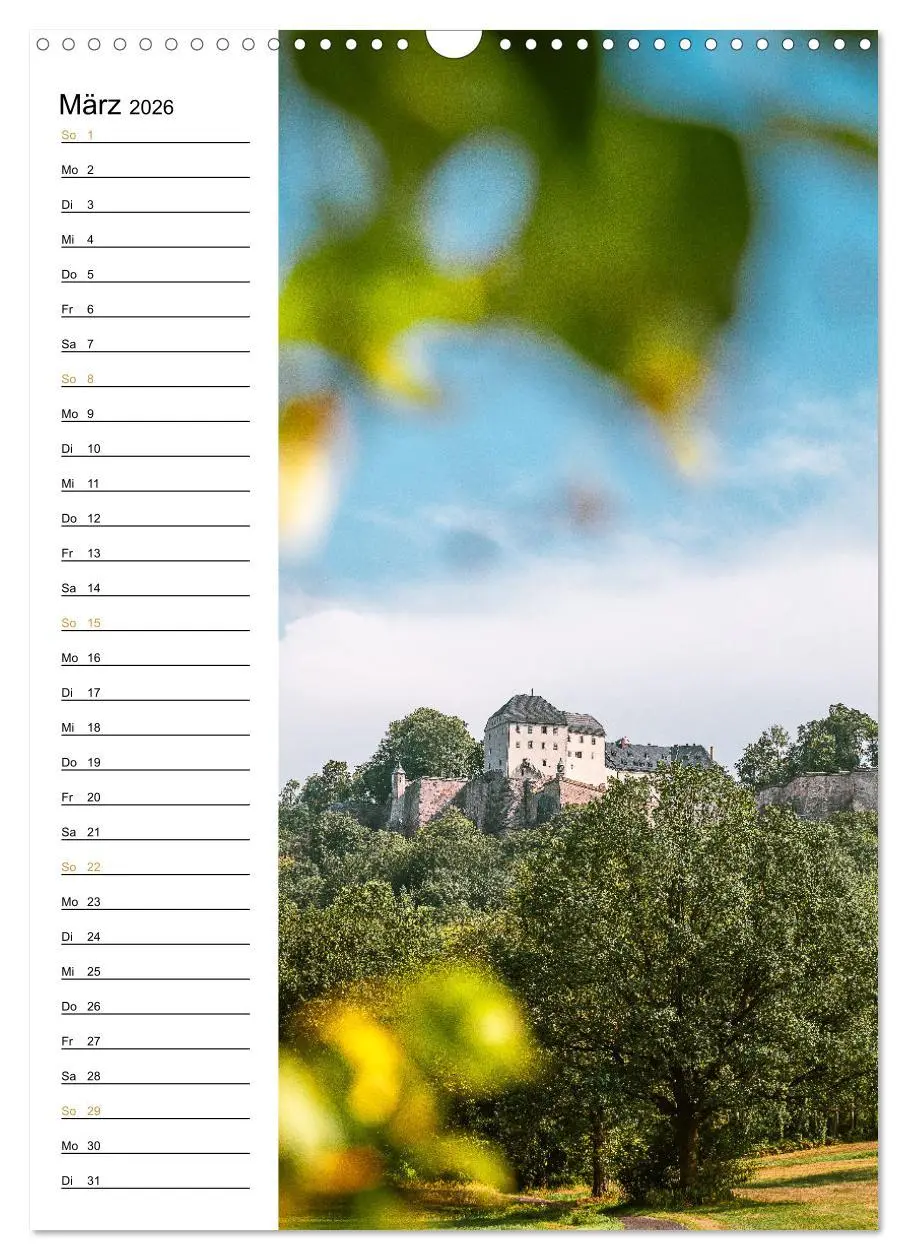 Bild: 9783516327755 | Sachsens Burgen und Schlösser - Beschreibbarer Kalender mit...