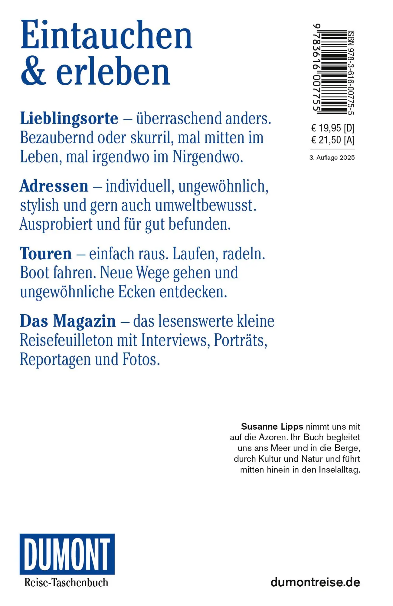 Rückseite: 9783616007755 | DUMONT Reise-Taschenbuch Reiseführer Azoren | Susanne Lipps | Buch