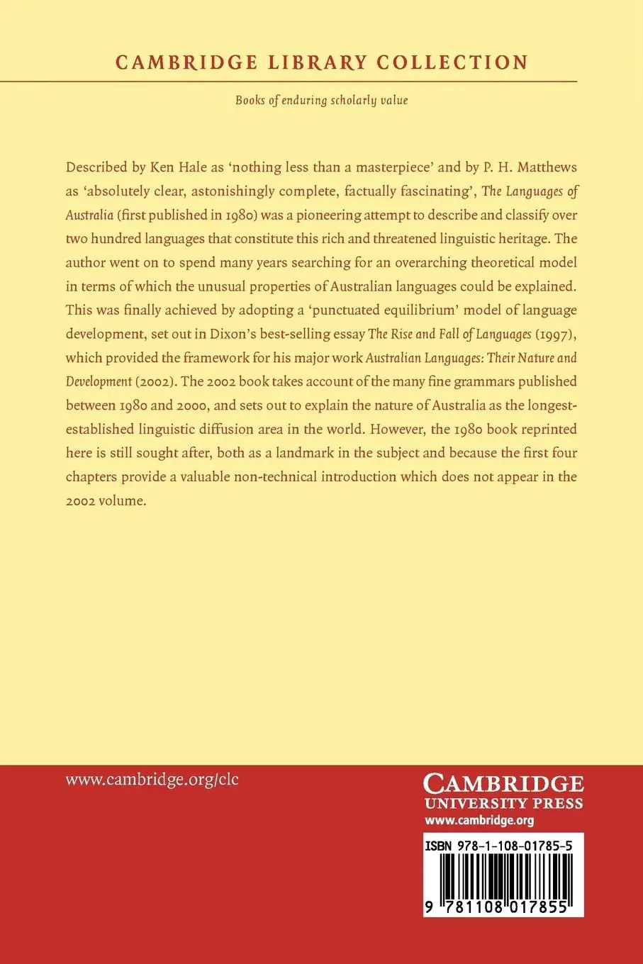 Rückseite: 9781108017855 | The Languages of Australia | R. M. W. Dixon | Taschenbuch | Englisch