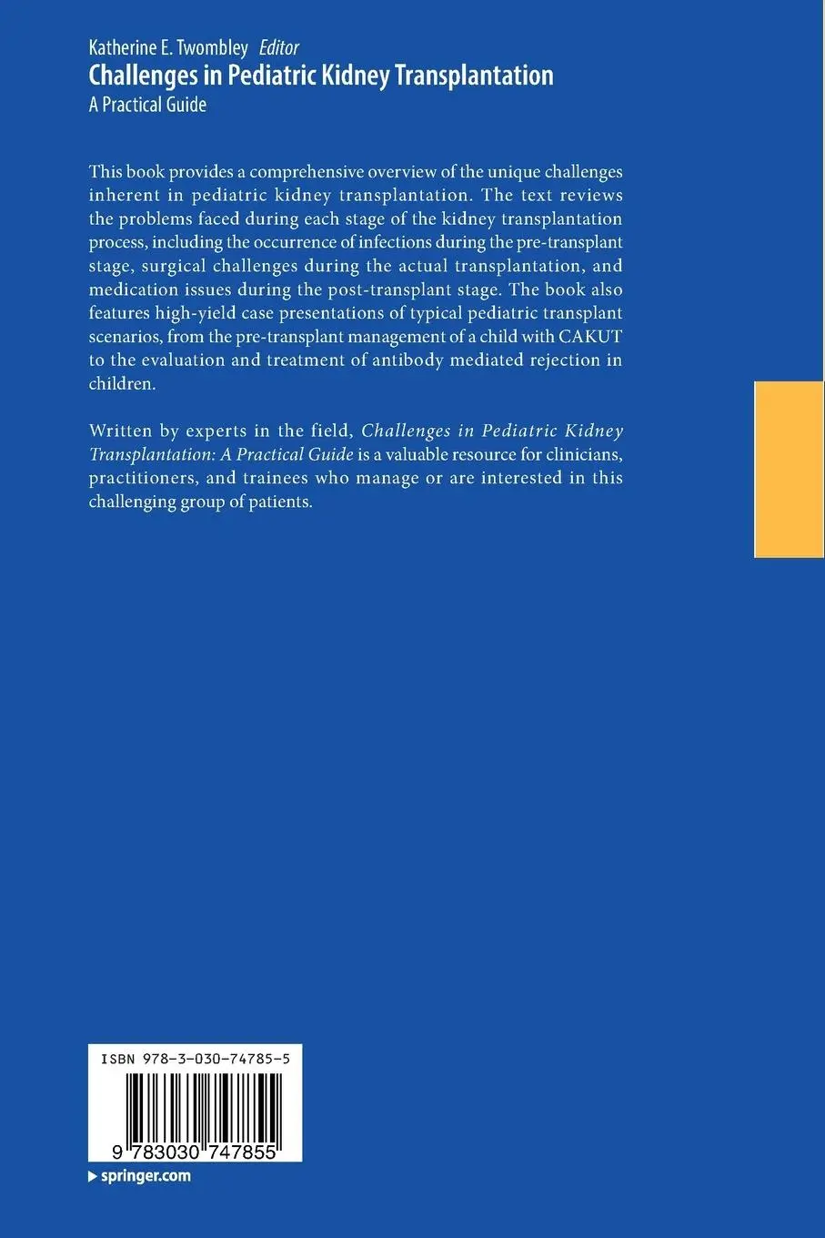 Rückseite: 9783030747855 | Challenges in Pediatric Kidney Transplantation | A Practical Guide