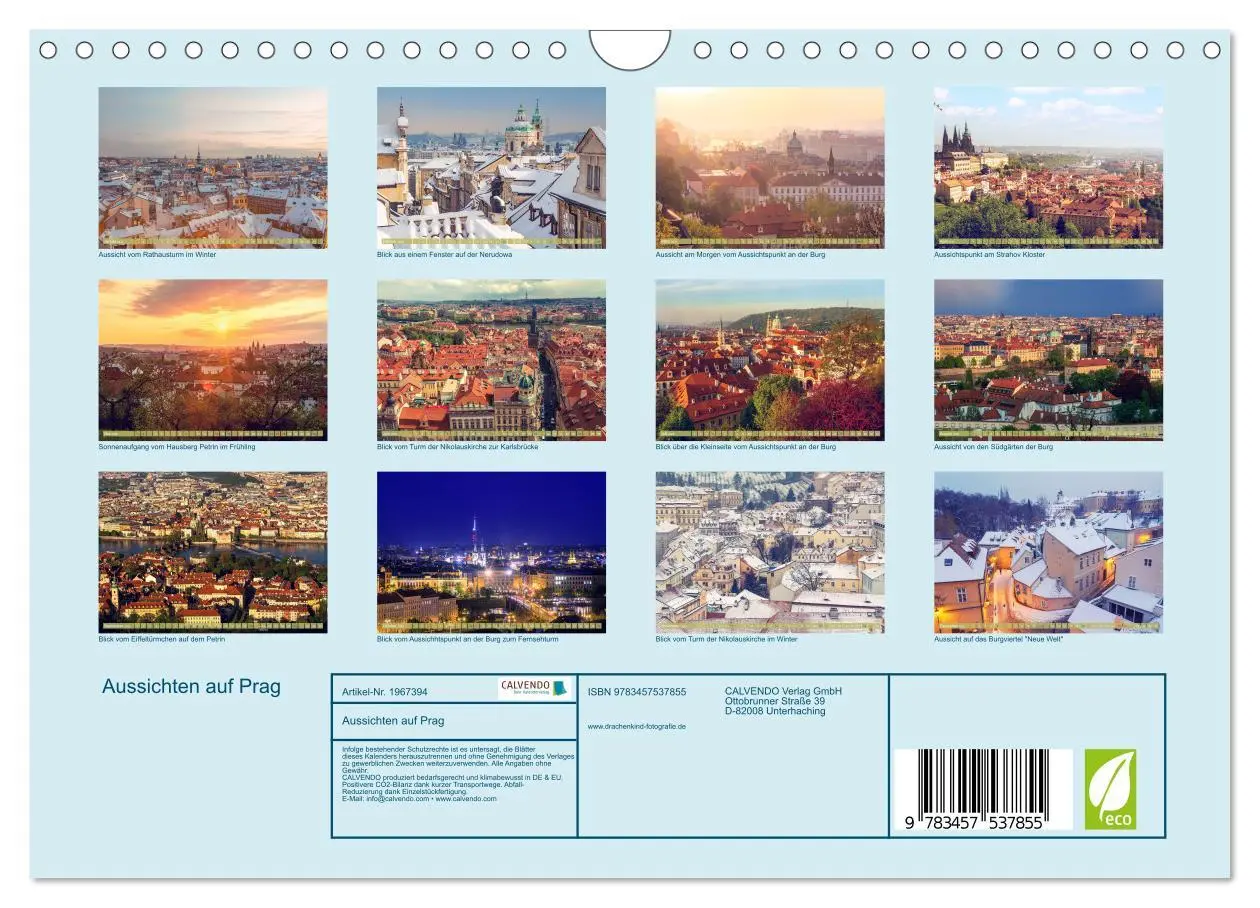 Bild: 9783457537855 | Aussichten auf Prag (Wandkalender 2026 DIN A4 quer), CALVENDO...