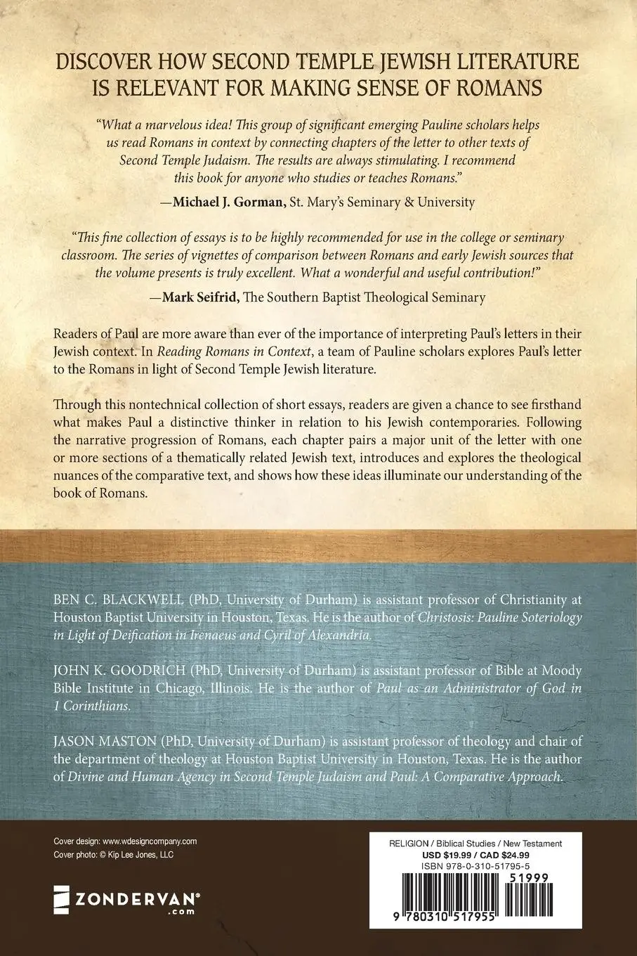 Rückseite: 9780310517955 | Reading Romans in Context | Paul and Second Temple Judaism | Buch