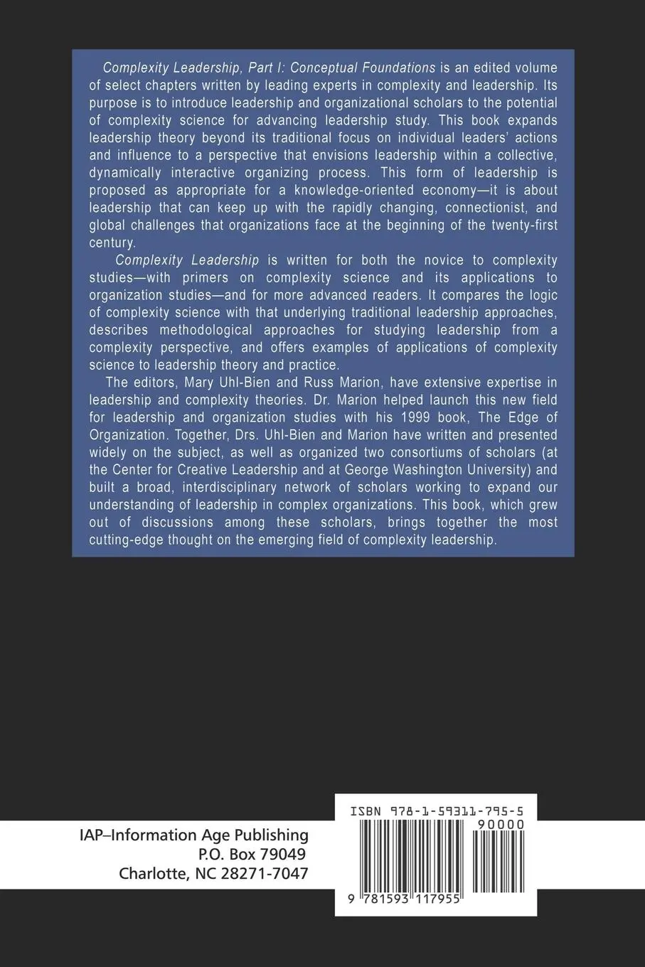 Rückseite: 9781593117955 | Complexity Leadership | Part 1: Conceptual Foundations (PB) | Buch